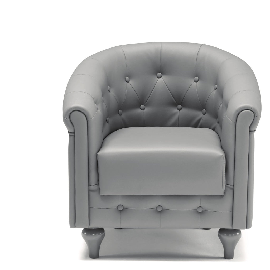 Poltrona Circolo – vista frontale, poltrona imbottita di design italiano personalizzabile in tessuto e colore